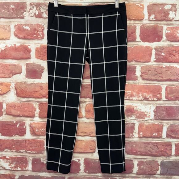 Express Columnist Pants Women's 4 Black Windowpane Plaid Casual Career Trousers - Picture 6 of 8